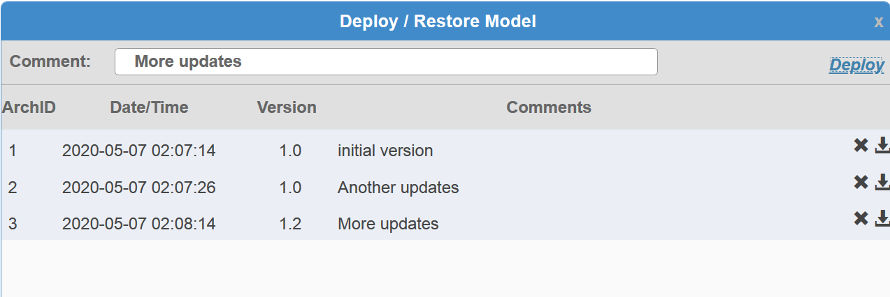  Model Repo: Deploy / Restore 